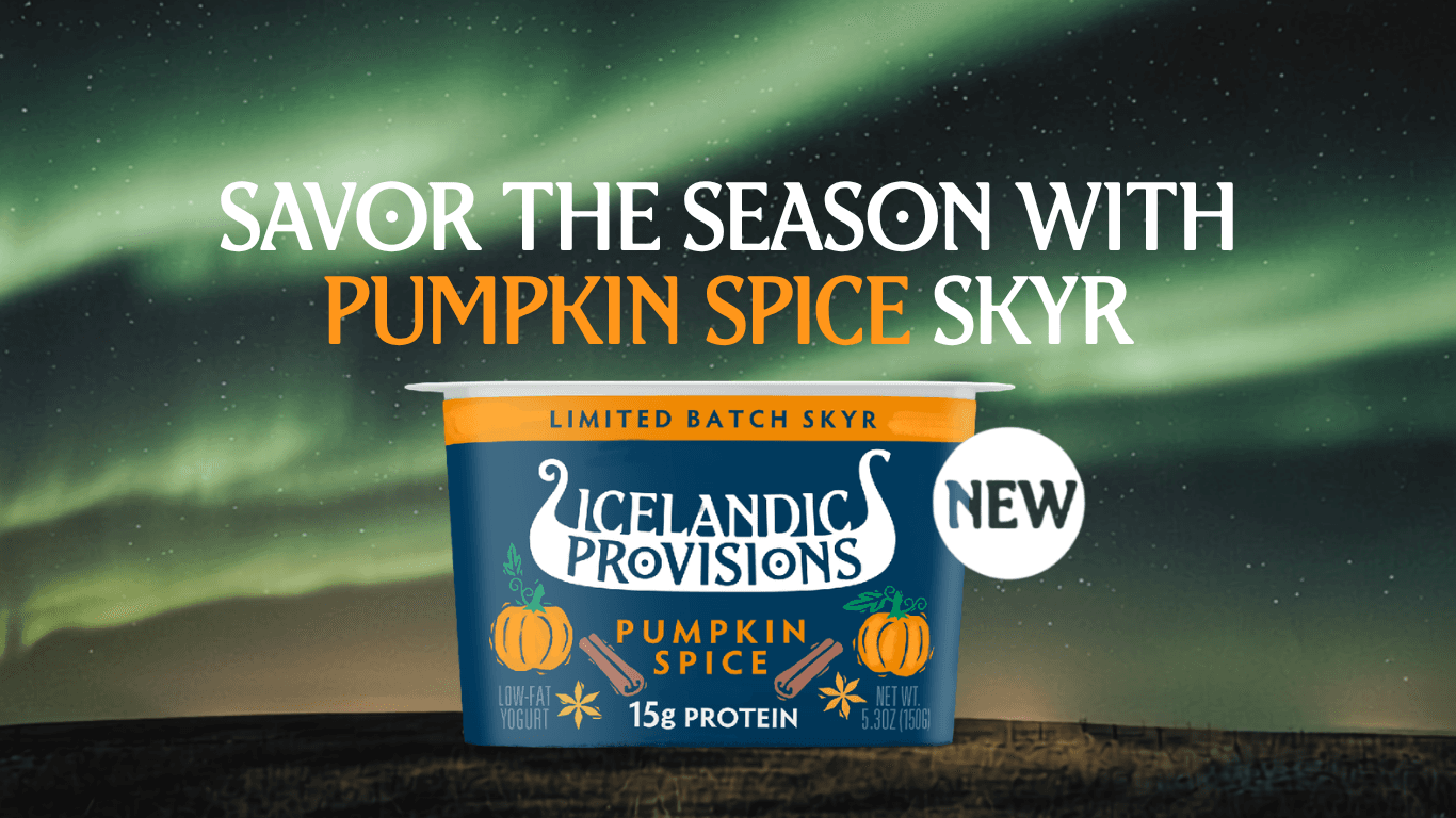 Savor the season with new, limited-batch Pumpkin Spice Skyr with 15g protein